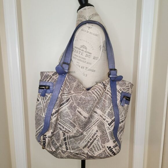 Large newsprint tote purse - Picture 2 of 6